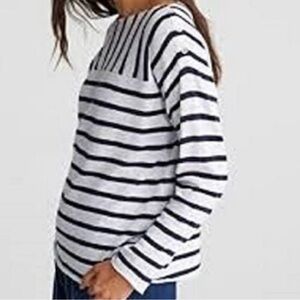 Eileen Fisher Linen Blend Striped Boatneck Sweater M